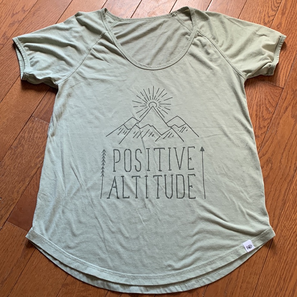 Tentree “Positive Altitude” light green graphic T size Medium